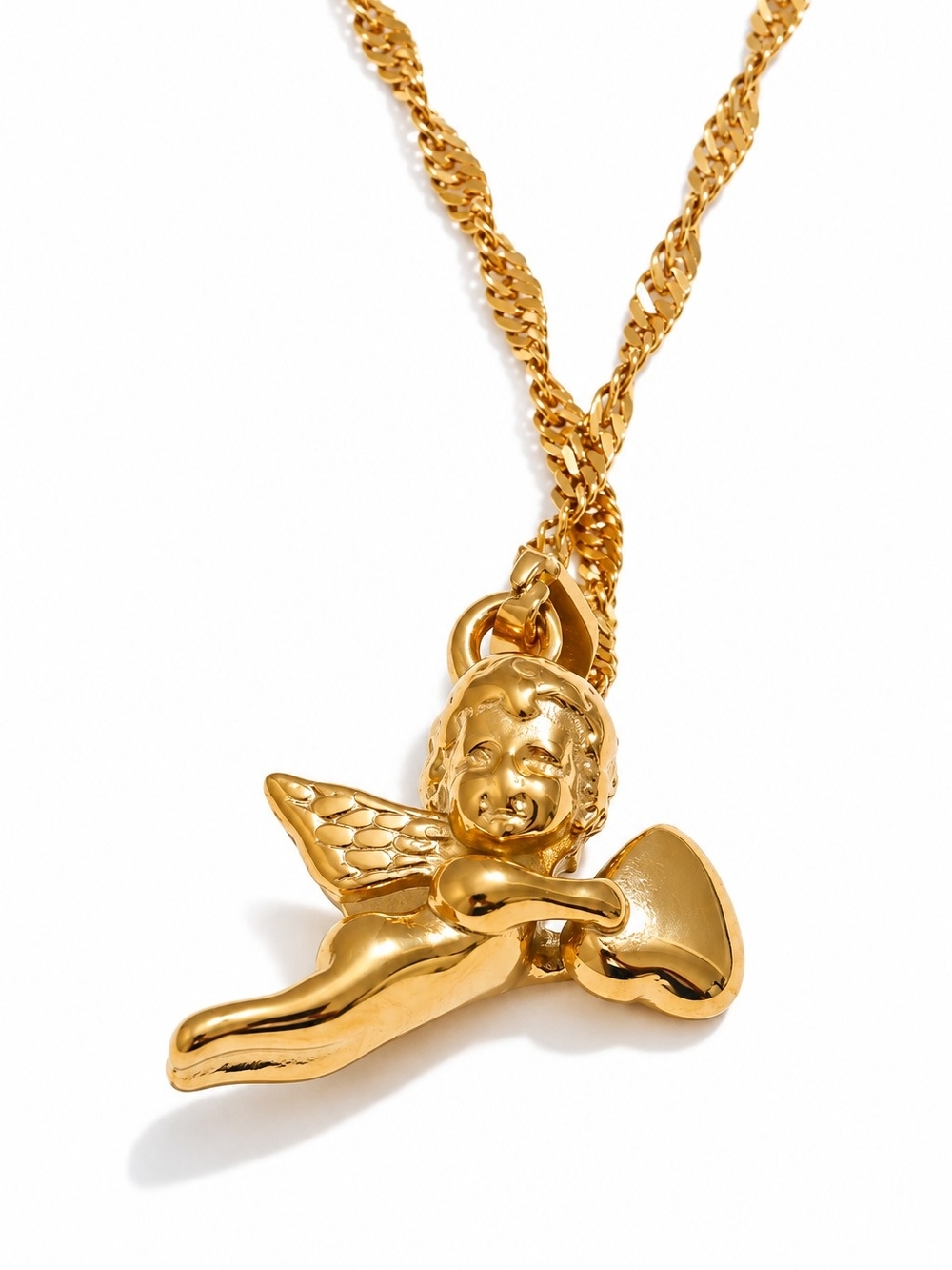 Gold Angel Pendant Necklace - Women Jewelry - Picture 6 of 6